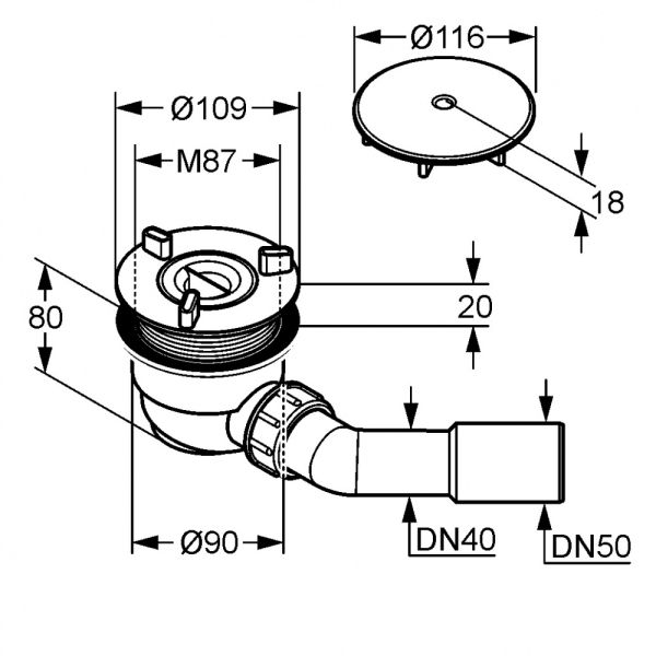 Сифон для душевого поддона Kludi Tasso хром 2109805-00